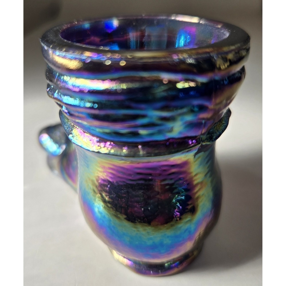 Vintage Toothpick Holder Boyd Hobo Shoe Toes Sticking Out. Iridescent Glass - Picture 2 of 7